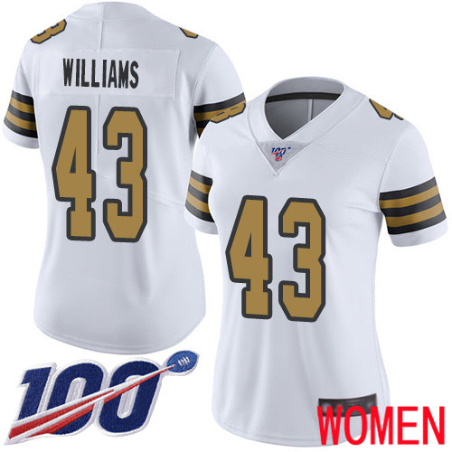 New Orleans Saints Limited White Women Marcus Williams Jersey NFL Football 43 100th Season Rush Vapor Untouchable Jersey